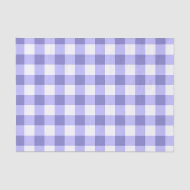 Purple And White Gingham Check Pattern Tissue Paper (Front)
