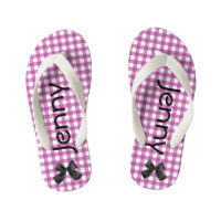 Purple and White Gingham Girls Flip Flops