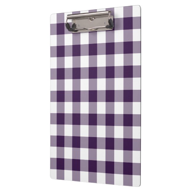 Purple and White Gingham Pattern Clipboard (Left)