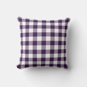 Purple and White Gingham Pattern Cushion