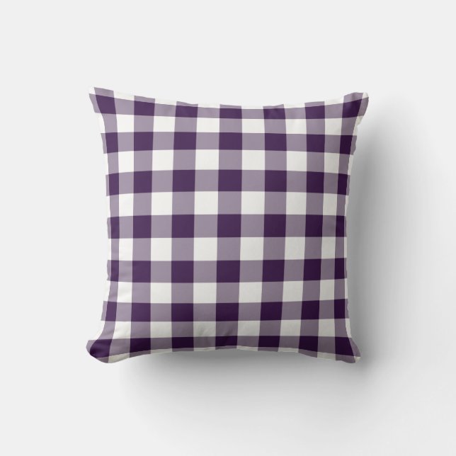 Purple and White Gingham Pattern Cushion (Front)