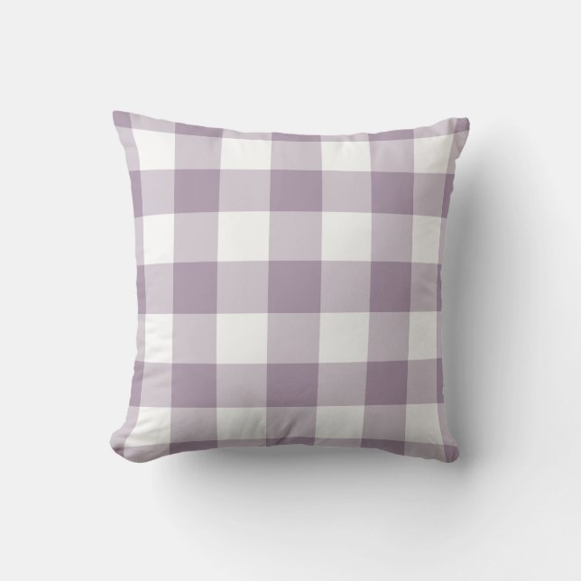 Purple and White Gingham Pattern Cushion (Front)