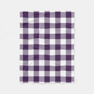 Purple and White Gingham Pattern Fleece Blanket