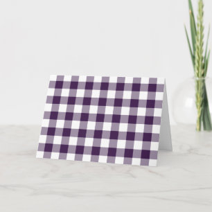 Purple and White Gingham Pattern Thank You Card