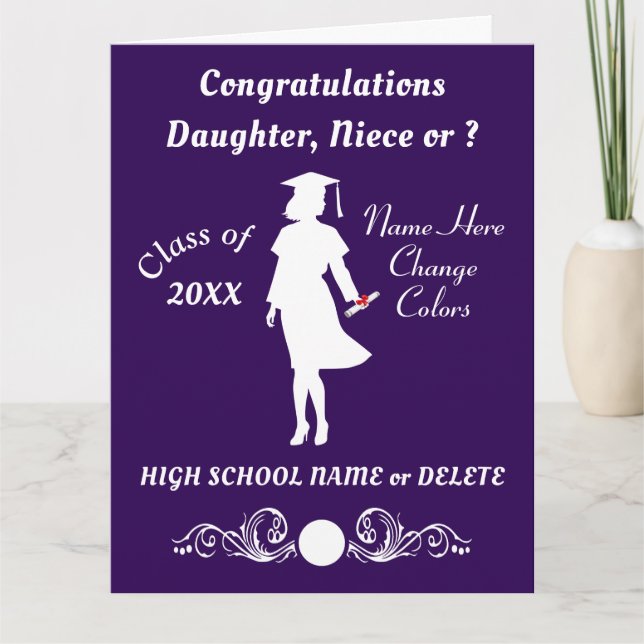 Purple and White, Graduation Cards for Her (Front)
