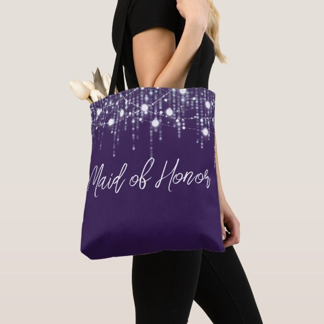 Purple and White Hanging Lights Bride Tote Bag (Close Up)