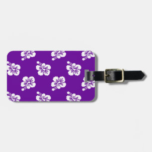 Purple and White Hibiscus Floral Luggage Tag