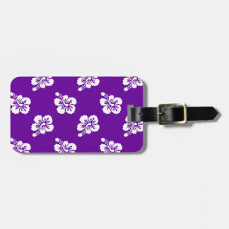 Purple and White Hibiscus Floral Luggage Tag
