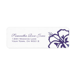Purple and White Hibiscus Flowers Custom Address