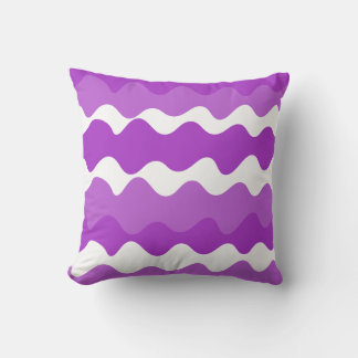 Purple and white horizontal waves pattern cushion