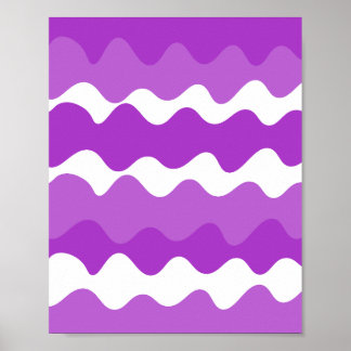 Purple and white horizontal waves pattern poster