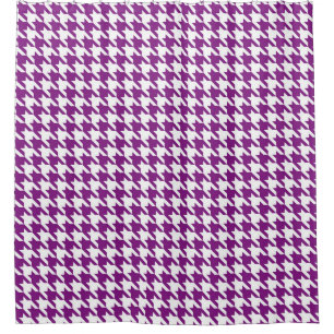 Purple and White Houndstooth Pattern Shower Curtain