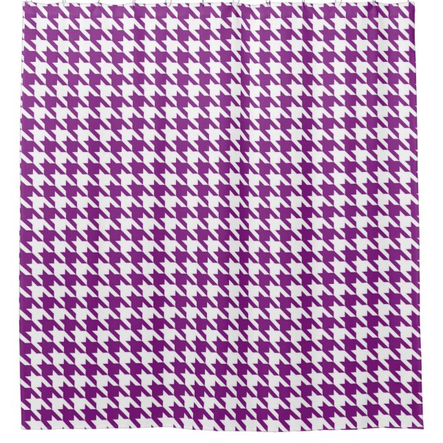 Purple and White Houndstooth Pattern Shower Curtain (Front)