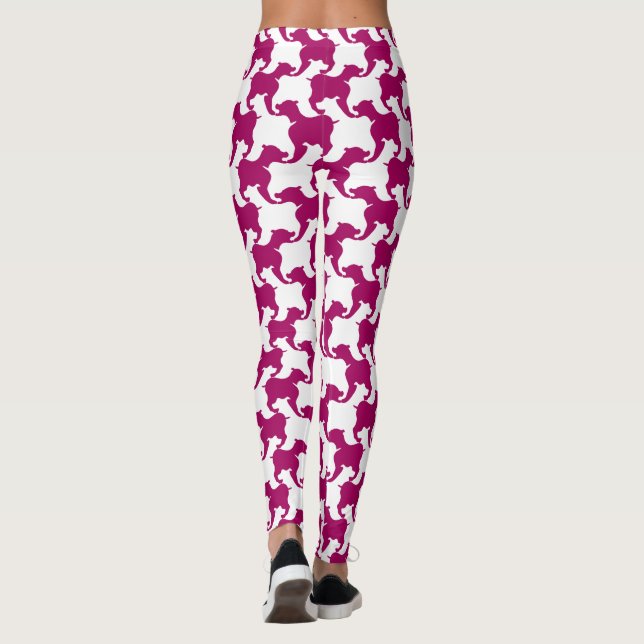 Purple and white Houndstooth with dogs leggings (Back)