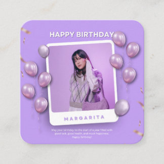 Purple and White Illustrative Happy Birthday Insta Enclosure Card