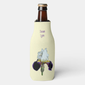 Purple and White Iris Bottle Koozie Cooler