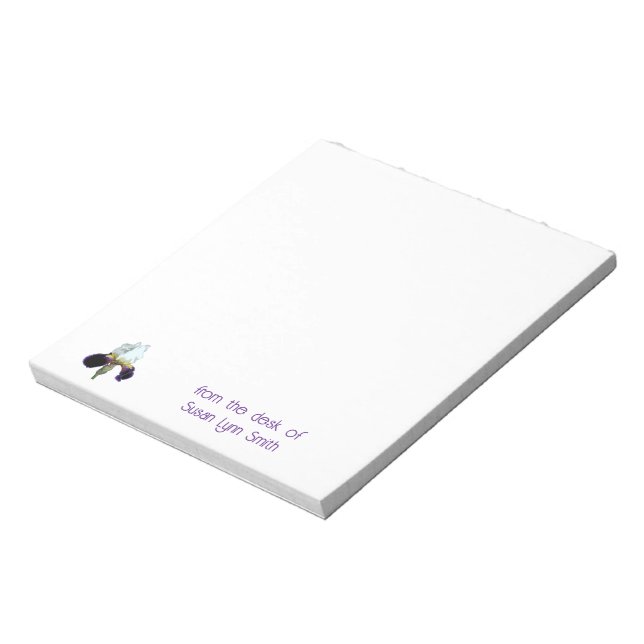 Purple and white Iris Desk Notepad (Rotated)