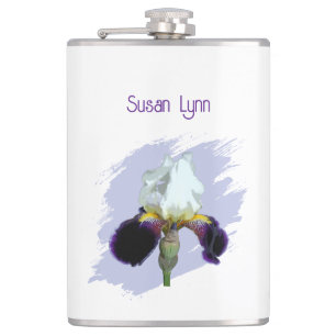 Purple and White Iris Drink Flask