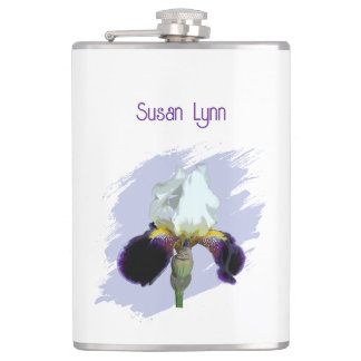 Purple and White Iris Drink Flask