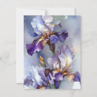 Purple And White Iris In Watercolors