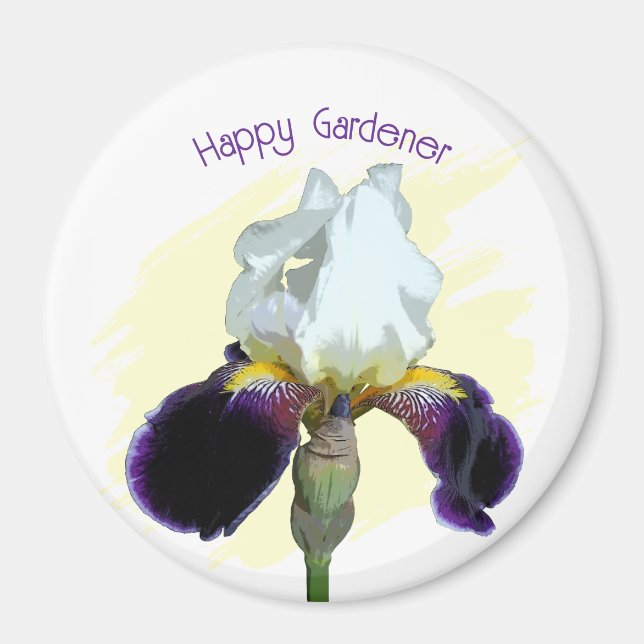 Purple and White Iris Magnet (Front)