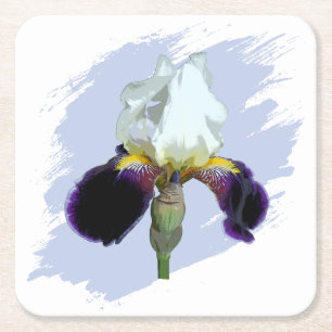 Purple and White Iris Paper Coasters