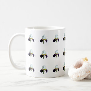 Purple and White Iris Pattern Coffee Mug
