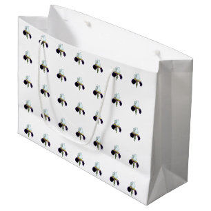 Purple and White Iris Pattern Gift Bag