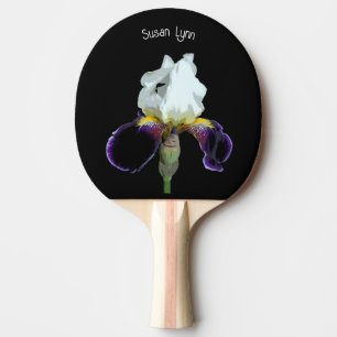 Purple and White Iris Ping Pong Paddle