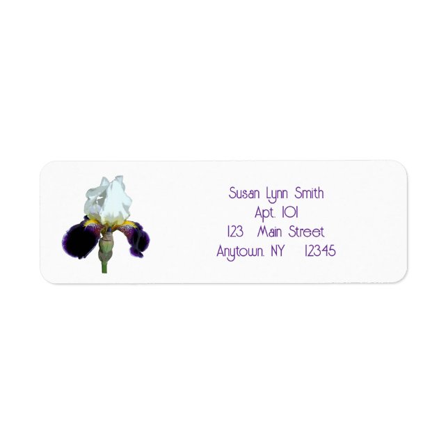Purple and White Iris Return Labels (Front)
