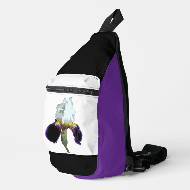 Purple and White Iris Sling Bag (Right Corner)