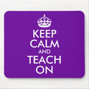 Purple and White Keep Calm and Teach On Mouse Mat