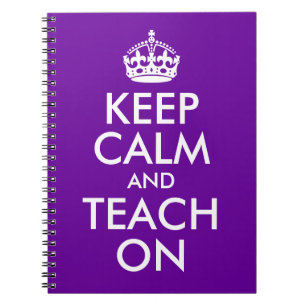 Purple and White Keep Calm and Teach On Notebook