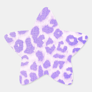 Purple and White Leopard Print Star Sticker