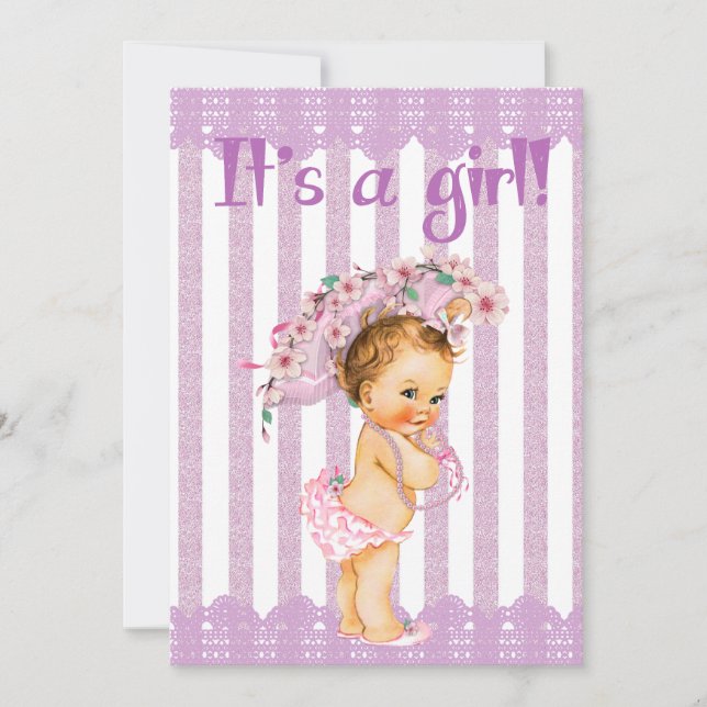 Purple and White Little Princess Baby Shower Invit Invitation (Front)