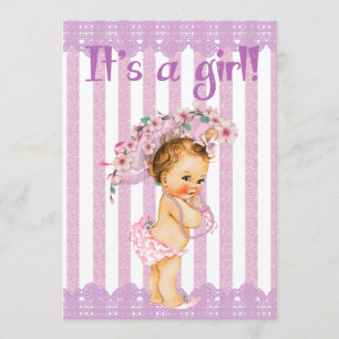 Purple and White Little Princess Baby Shower Invit Invitation