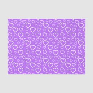 Purple and White Love Hearts Pattern Tissue Paper