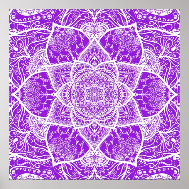 Purple and White Mandala - Loergann in Anemone Poster (Front)
