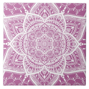 Purple and White Mandala - Loergann in Clover Tile