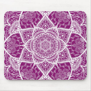 Purple and White Mandala - Loergann in Dahlia Mouse Mat
