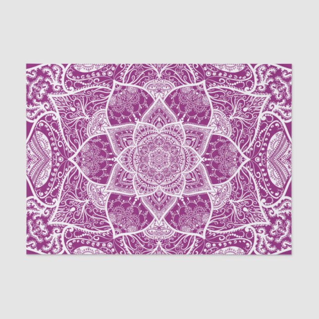 Purple and White Mandala - Loergann in Dahlia Tissue Paper (Front)