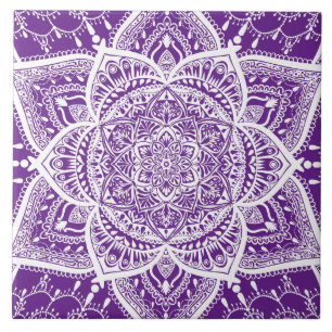 Purple and White Mandala - Loergann in Eggplant Tile