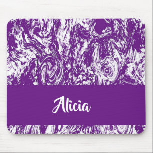 Purple and white marble print mouse mat