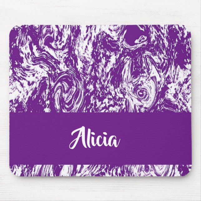 Purple and white marble print mouse mat (Front)