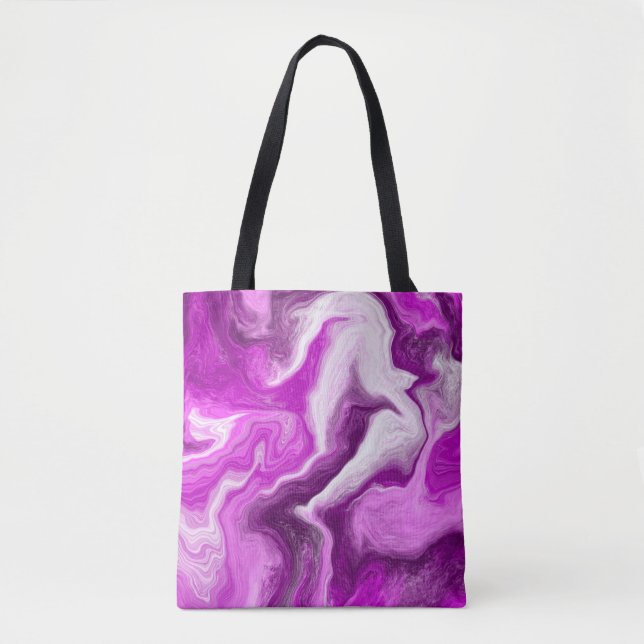 Purple and White Marble Swirls Fluid Art  Tote Bag (Front)