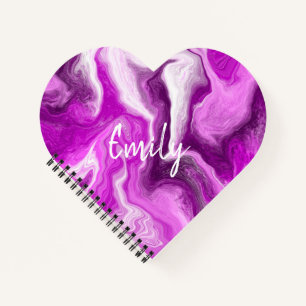 Purple and White Marble Swirls Personalised Notebook