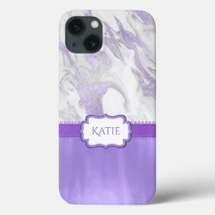 Purple and White Marbled iPhone 13 Case