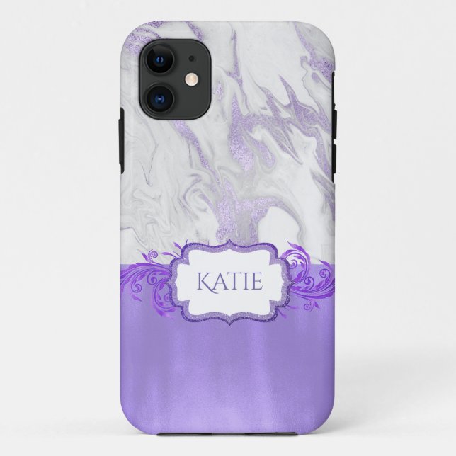 Purple and White Marbled Case-Mate iPhone Case (Back)