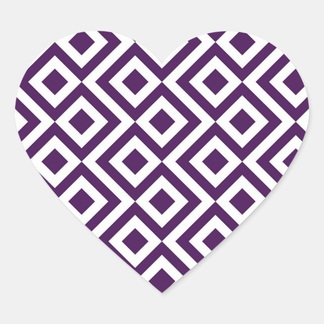 Purple and White Meander Heart Sticker (Front)