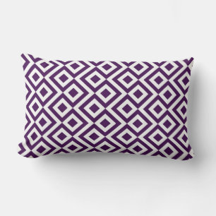 Purple and White Meander Lumbar Cushion